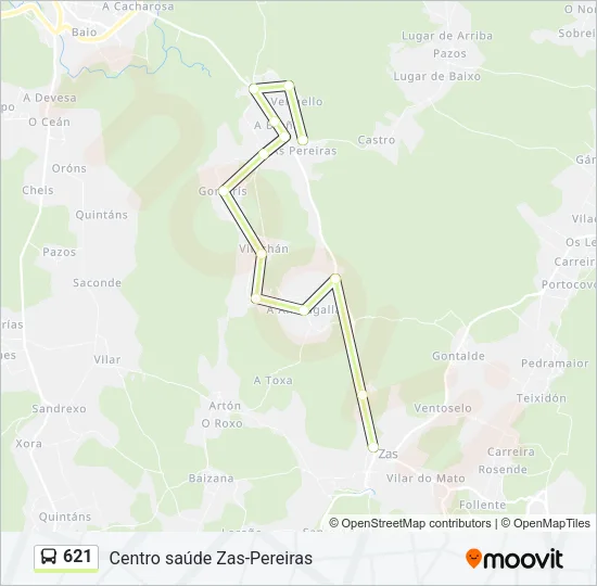 621 Bus Line Map