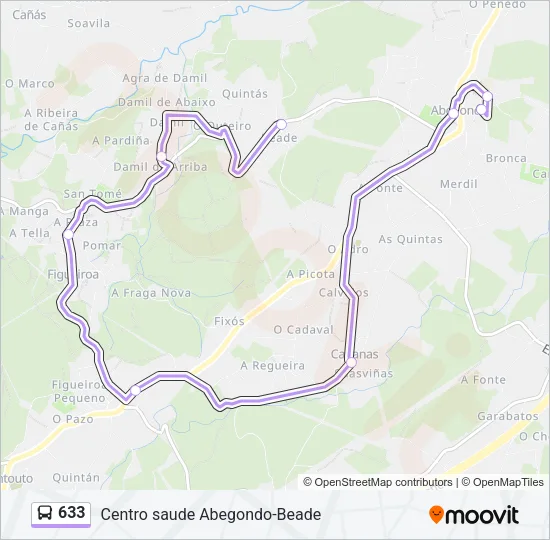 633 Bus Line Map