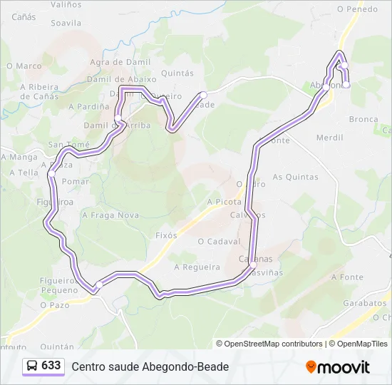 633 Bus Line Map