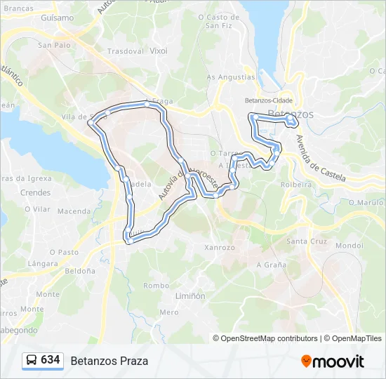 634 Bus Line Map