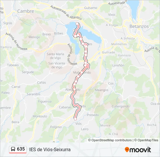 635 Bus Line Map