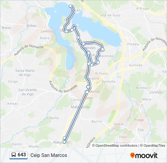 643 Bus Line Map