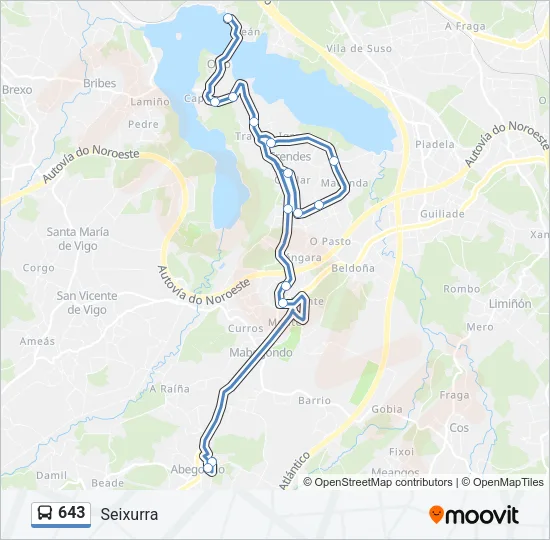 643 Bus Line Map