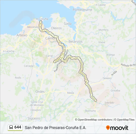 644 Bus Line Map