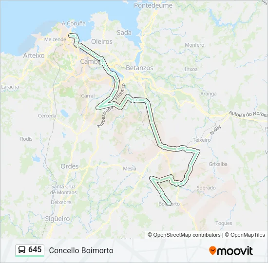 645 Bus Line Map