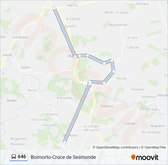 646 Bus Line Map