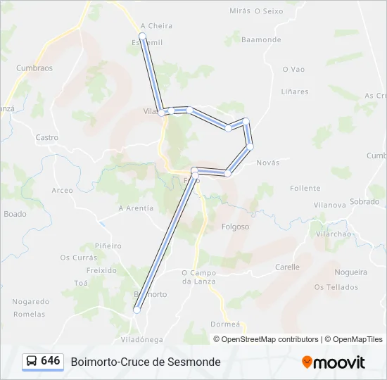 646 Bus Line Map