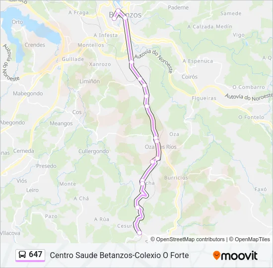 647 Bus Line Map