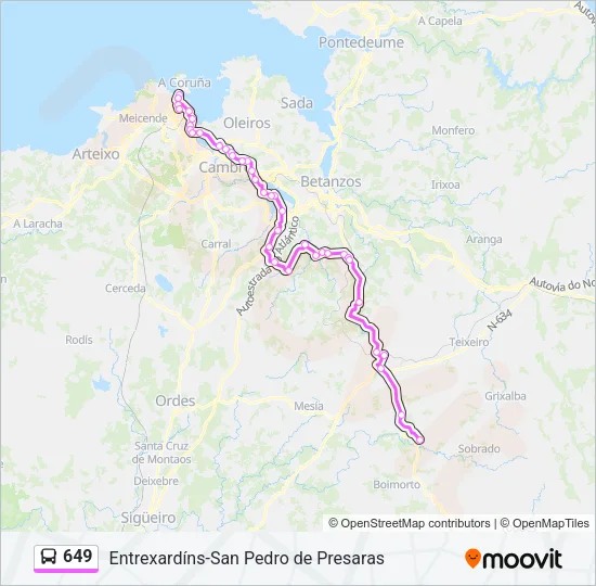 649 Bus Line Map