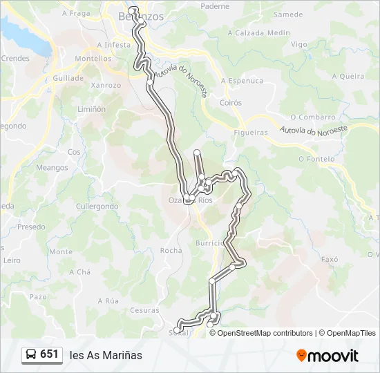 651 Bus Line Map