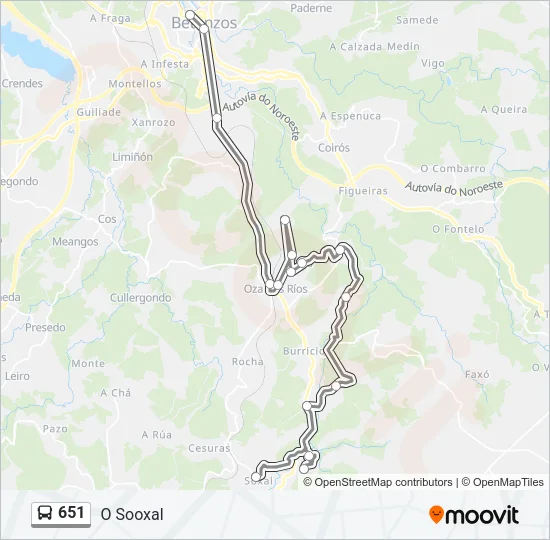 651 Bus Line Map