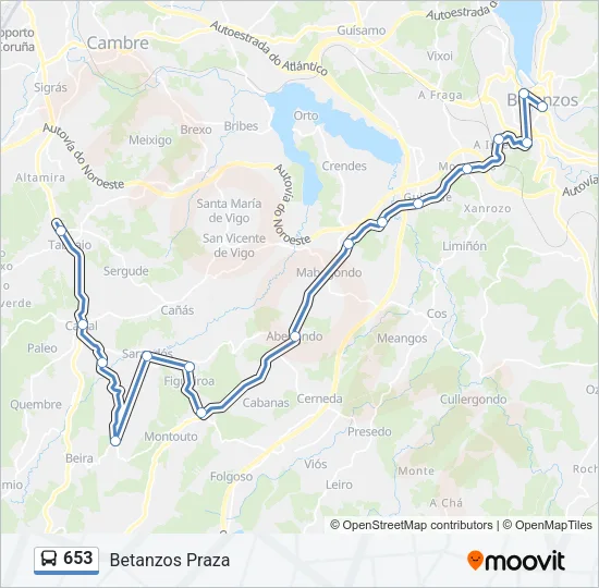653 Bus Line Map