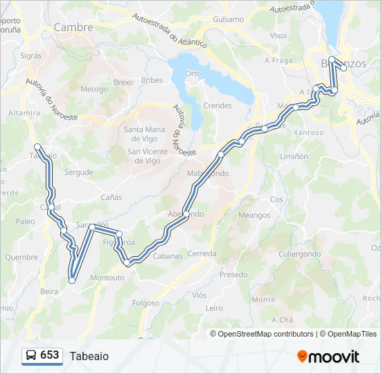 653 Bus Line Map