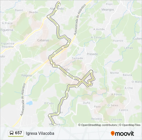 657 Bus Line Map
