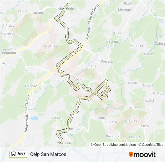 657 Bus Line Map