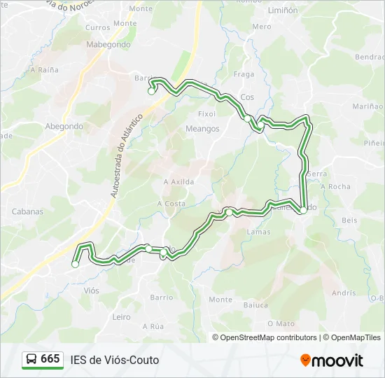 665 Bus Line Map