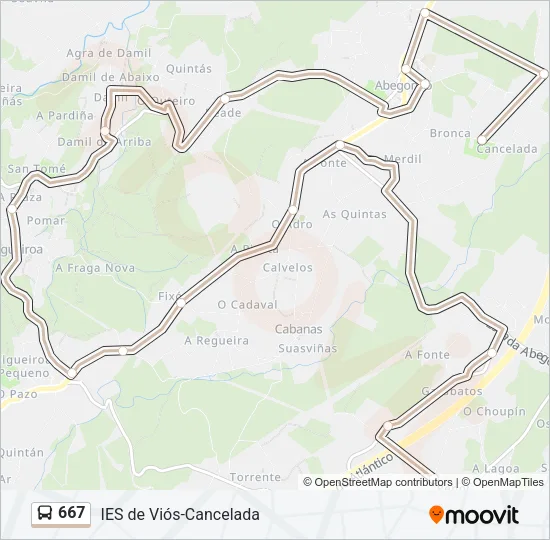 667 Bus Line Map