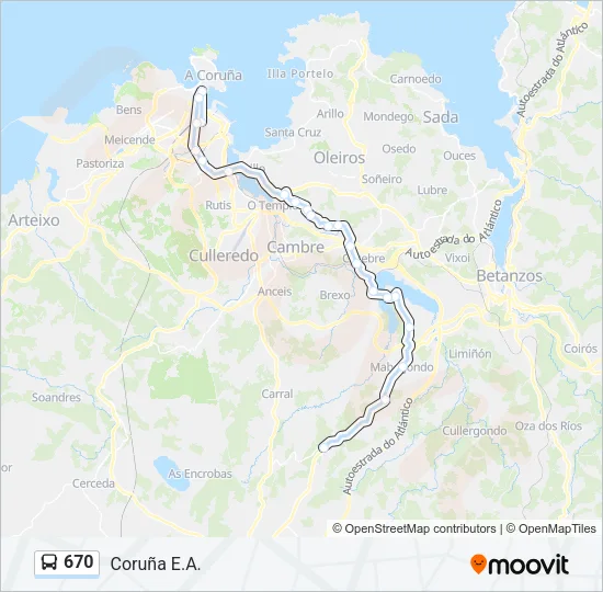 670 Bus Line Map