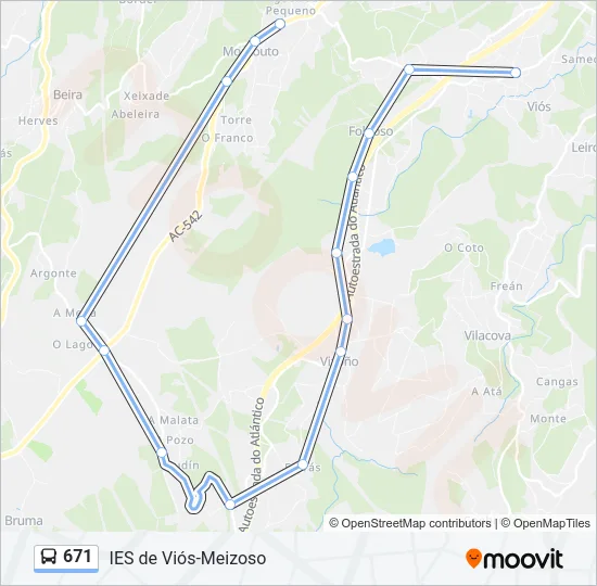 671 Bus Line Map