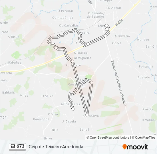 673 Bus Line Map