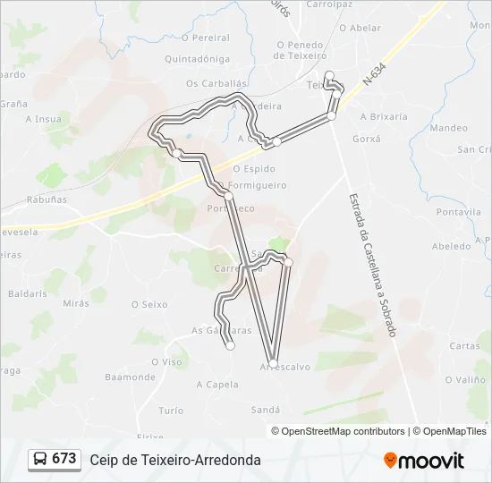 673 Bus Line Map
