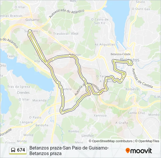 674 Bus Line Map