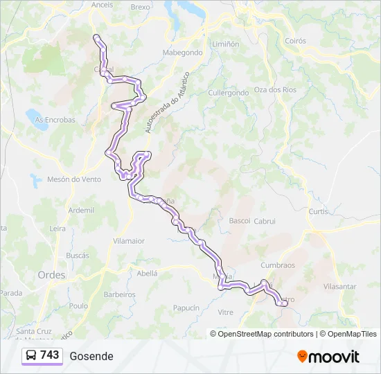 743 Bus Line Map