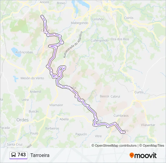 743 Bus Line Map