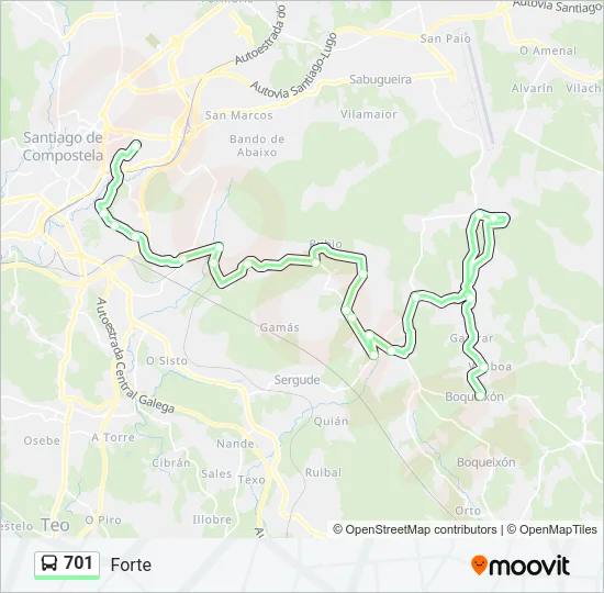701 Bus Line Map