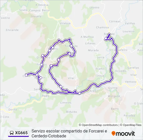 XG665 Bus Line Map