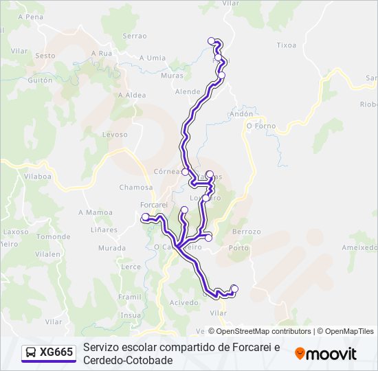 XG665 bus Mapa de línia