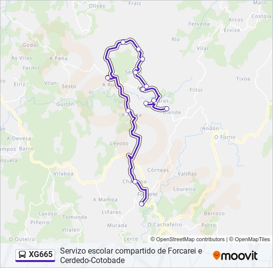 XG665 bus Mapa de línia