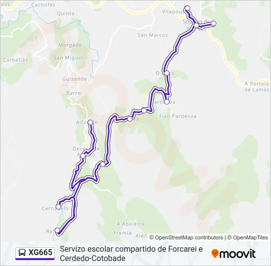 XG665 Bus Line Map