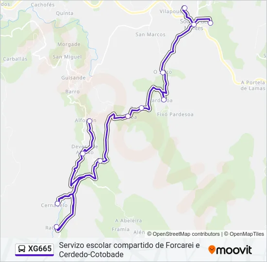 XG665 Bus Line Map