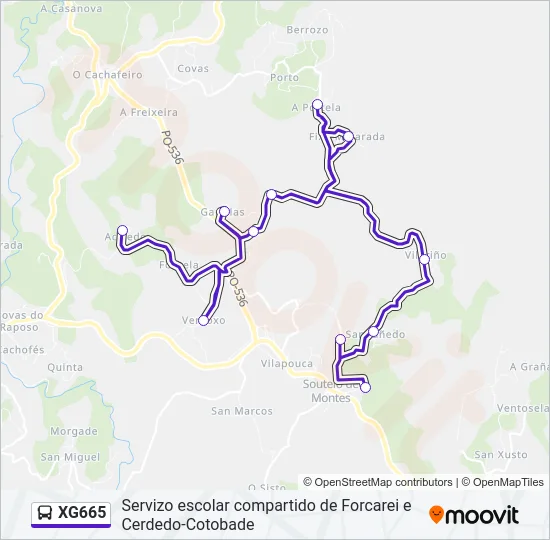 XG665 Bus Line Map