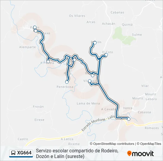 XG664 Bus Line Map