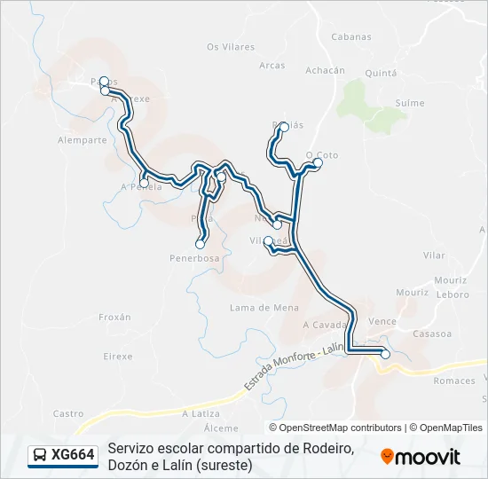 XG664 bus Mapa de línia