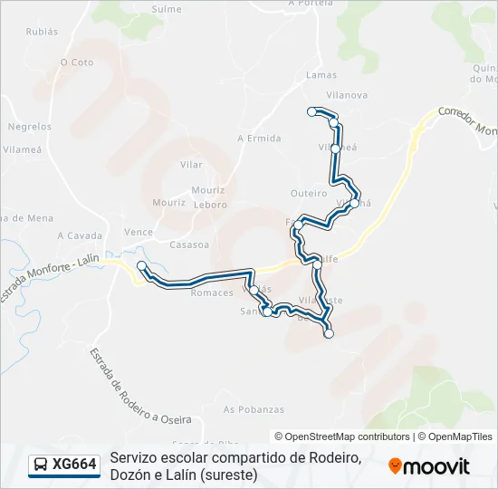 XG664 Bus Line Map