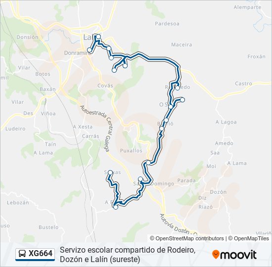 Mapa de XG664 de autobús