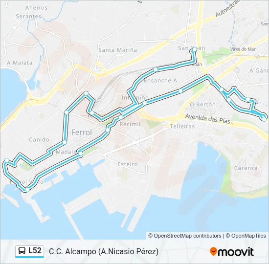 L52 Bus Line Map