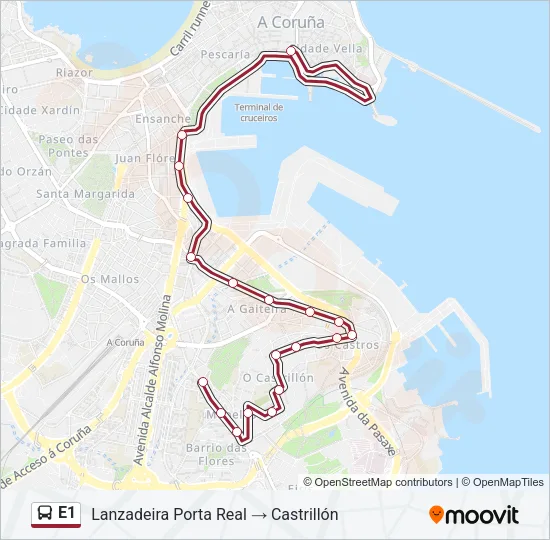 E1 Bus Line Map