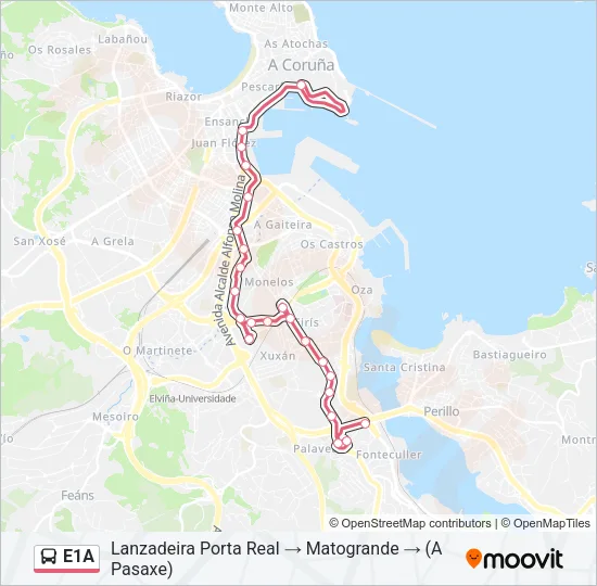 E1A Bus Line Map