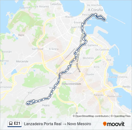 E21 Bus Line Map