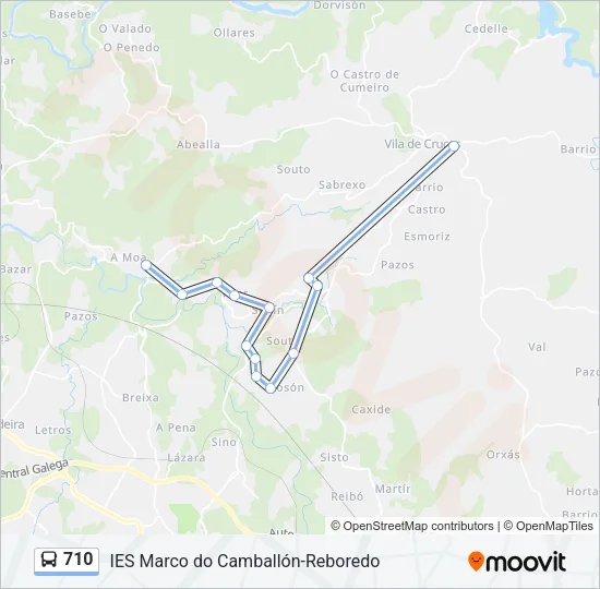 710 bus Mapa de línia