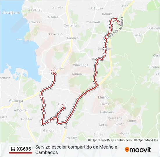 XG695 Bus Line Map