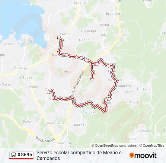 XG695 Bus Line Map