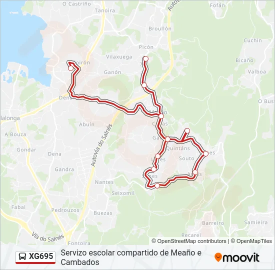 XG695 Bus Line Map