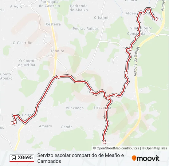 XG695 Bus Line Map
