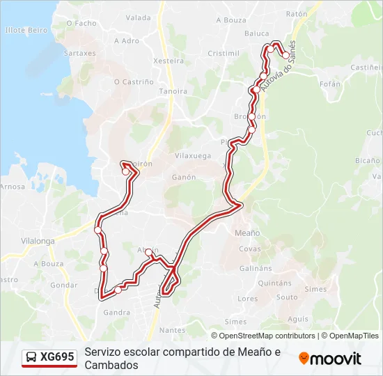 XG695 Bus Line Map