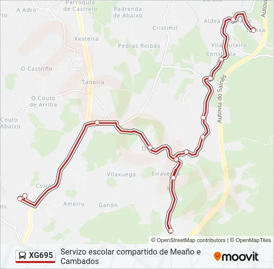 XG695 Bus Line Map
